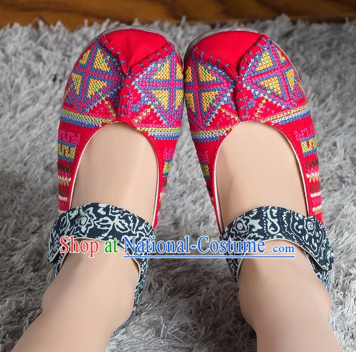 Traditional Chinese Shoes, China Handmade Linen Embroidered Pink Shoes, Ancient Princess Cloth Shoes for Women