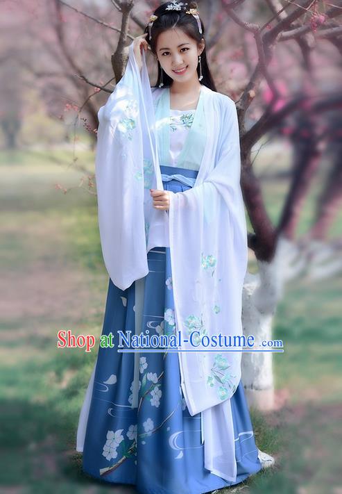 Traditional Ancient Chinese Young Lady Elegant Costume Embroidered Wide Sleeve Cardigan, Elegant Hanfu Clothing Chinese Jin Dynasty Imperial Princess Clothing for Women