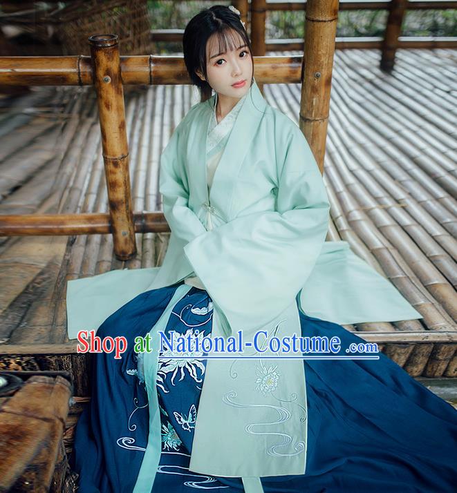 Traditional Ancient Chinese Young Lady Elegant Costume Embroidered Epiphyllum Wide Sleeve Cardigan, Elegant Hanfu Clothing Chinese Ming Dynasty Imperial Princess Clothing for Women