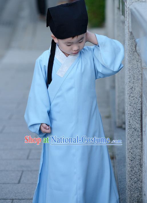 Traditional Ancient Chinese Children Elegant Costume Slant Opening Robe, Elegant Hanfu Clothing Chinese Ming Dynasty Scholar Clothing for Kids