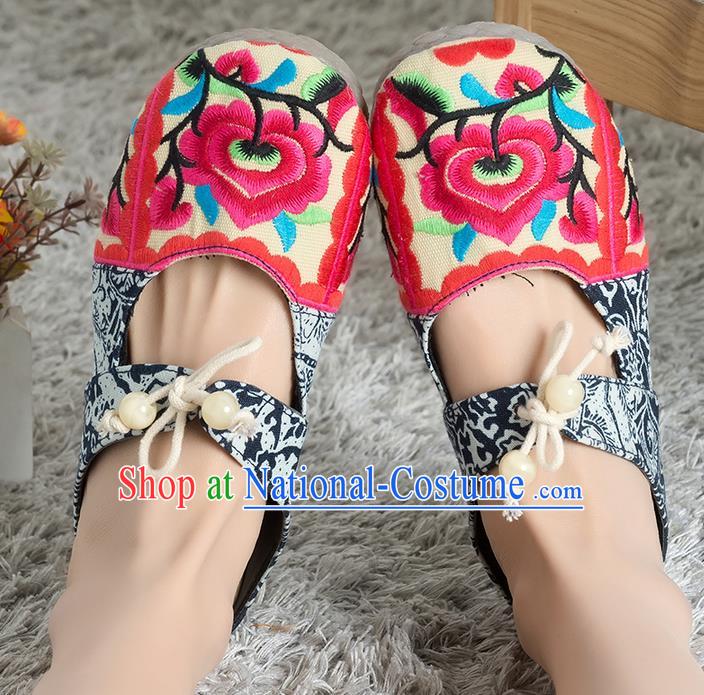 Traditional Chinese Shoes, China Handmade Linen Embroidered Red Shoes, Ancient Princess Cloth Shoes for Women