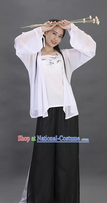 Traditional Ancient Chinese Young Lady Costume Embroidered White Blouse Boob Tube Top and Pants Complete Set, Elegant Hanfu Suits Clothing Chinese Song Dynasty Imperial Princess Dress Clothing for Women