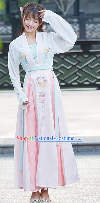 Traditional Ancient Chinese Costume, Elegant Hanfu Clothing Embroidered Dress, China Ming Dynasty Princess Elegant Slip Bust Skirt for Women