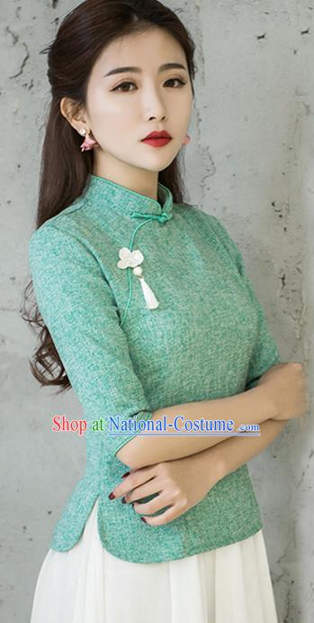 Traditional Ancient Chinese Young Women Cheongsam Dress Republic of China Tangsuit Stand Collar Blouse Dress Tang Suit Clothing for Women