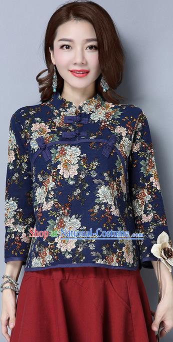 Traditional Chinese National Costume, Elegant Hanfu Embroidery Flowers Slant Opening Shirt, China Tang Suit Plated Buttons Chirpaur Blouse Cheong-sam Upper Outer Garment Qipao Shirts Clothing for Women