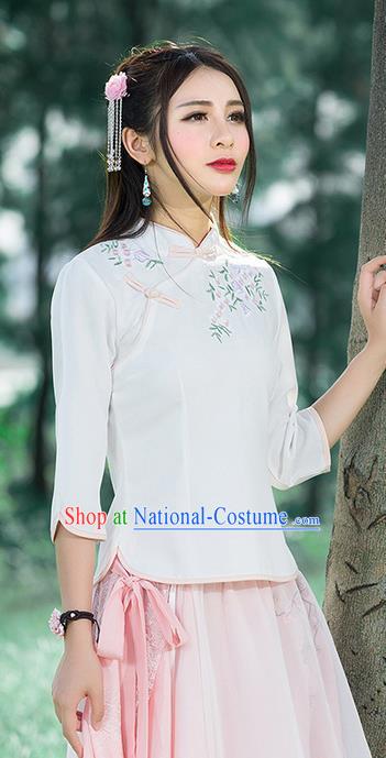 Traditional Ancient Chinese Young Women Cheongsam Dress Republic of China Tangsuit Stand Collar Blouse Dress Tang Suit Clothing for Women