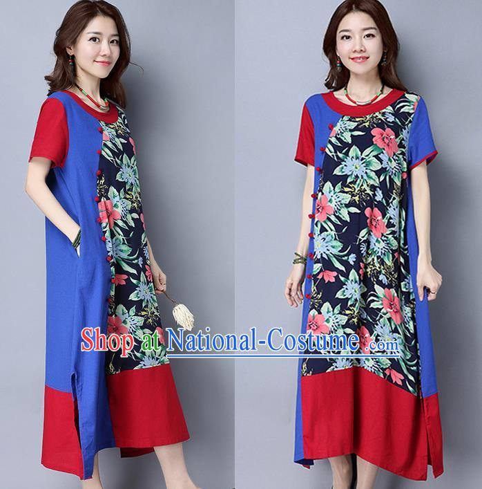 Traditional Ancient Chinese Young Women Cheongsam Dress Republic of China Tangsuit Stand Collar Blouse Dress Tang Suit Clothing for Women