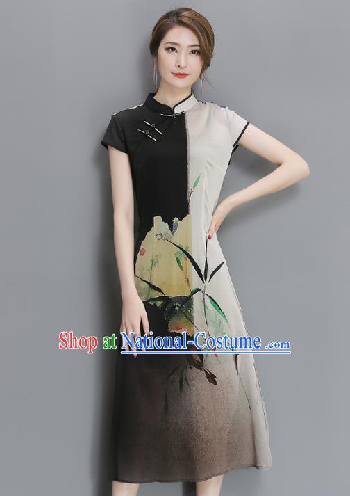 Traditional Ancient Chinese National Costume, Elegant Hanfu Mandarin Qipao Multicolor Cheongsam Dress, China Tang Suit Upper Outer Garment Elegant Dress Clothing for Women