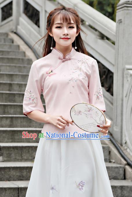 Traditional Ancient Chinese Young Women Cheongsam Dress Republic of China Tangsuit Stand Collar Blouse Dress Tang Suit Clothing for Women