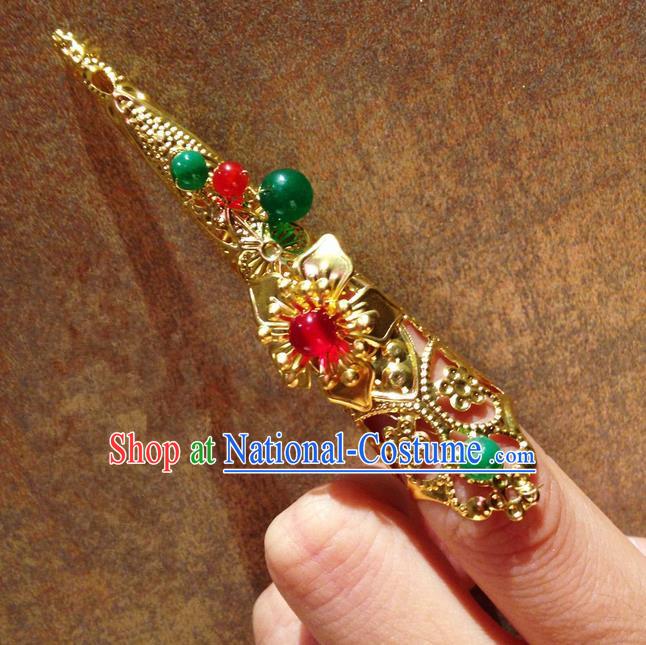 Traditional Ancient Chinese Imperial Consort Jewellery Accessories, Chinese Qing Dynasty Manchu Palace Lady Pierced Long Nail Wrap, Chinese Mandarin Imperial Concubine Finger Nails Decoration Accessories for Women