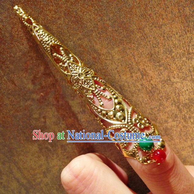Traditional Ancient Chinese Imperial Consort Jewellery Accessories, Chinese Qing Dynasty Manchu Palace Lady Pierced Long Nail Wrap, Chinese Mandarin Imperial Concubine Finger Nails Decoration Accessories for Women