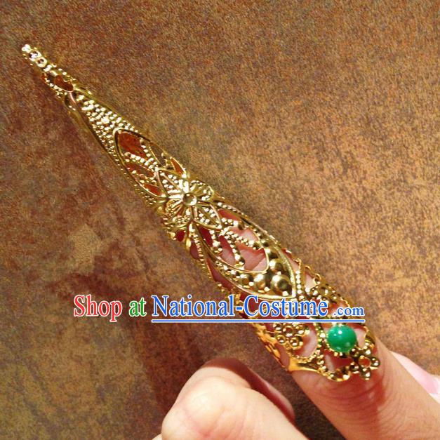 Traditional Ancient Chinese Imperial Consort Jewellery Accessories, Chinese Qing Dynasty Manchu Palace Lady Pierced Long Nail Wrap, Chinese Mandarin Imperial Concubine Finger Nails Decoration Accessories for Women