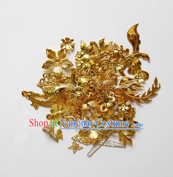 Traditional Handmade Chinese Ancient Classical Hair Accessories Barrettes Hairpin, Hair Sticks Golden Hair Jewellery, Hair Fascinators Hairpins for Women