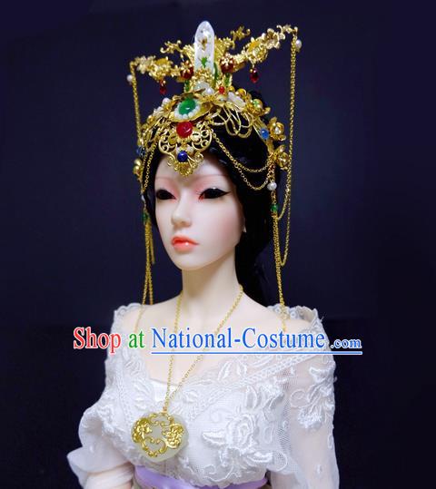 Traditional Handmade Chinese Ancient Classical Hair Accessories Empress Barrettes Phoenix Coronet Complete Set, Hair Sticks Hair Jewellery, Hair Fascinators Hairpins for Women
