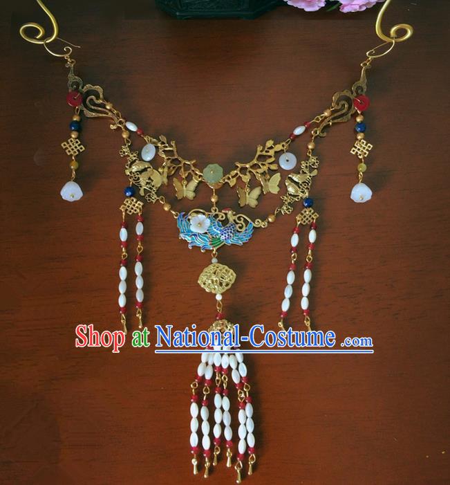 Traditional Handmade Chinese Ancient Classical Accessories Necklace, China Wedding Bride Wreaths Jewellery Necklet for Women