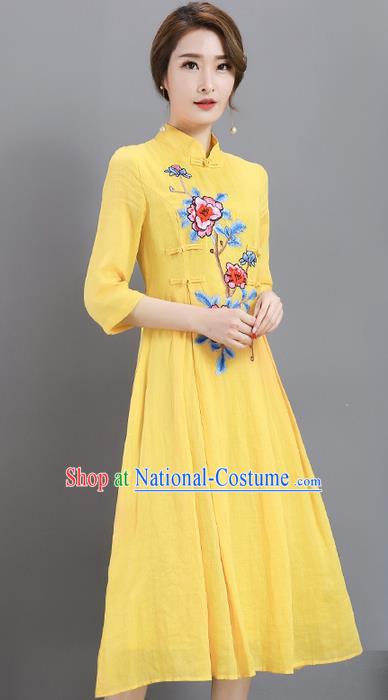 Traditional Ancient Chinese Young Women Cheongsam Dress Republic of China Tangsuit Stand Collar Blouse Dress Tang Suit Clothing for Women