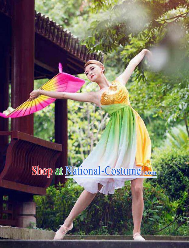 Traditional Chinese Modern Dancing Costume, Women Opening Classic Chorus Singing Group Latin Dance Paillette Costume, Modern Dance Dress for Women