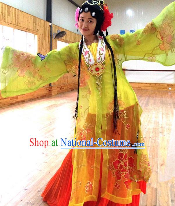 Traditional Chinese Ancient Peking Opera Diva Water Sleeve Dancing Costume, Classical Folk Dance Costume Drum Dance Clothing for Women