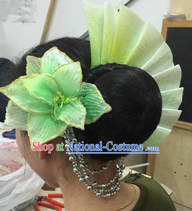 Traditional Ancient Chinese Classical Fan Dance Hair Accessories Props, Folk Yangko Dance Headwear Classical Dance Hair Ornaments for Women