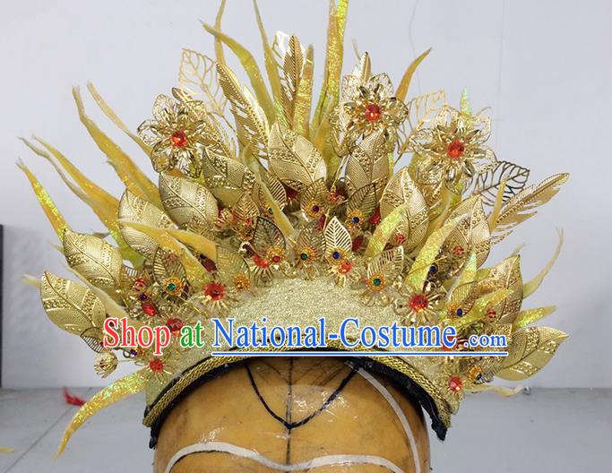 Traditional Ancient Thailand Kingdom Classical Queen Hair Accessories Props, Indonesia Empress Headwear Hair Ornaments Royal Crown for Women