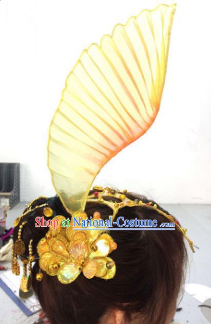 Traditional Ancient Chinese Classical Fish Dance Hair Accessories Props, Folk Yangko Dance Headwear Classical Dance Hair Ornaments for Women