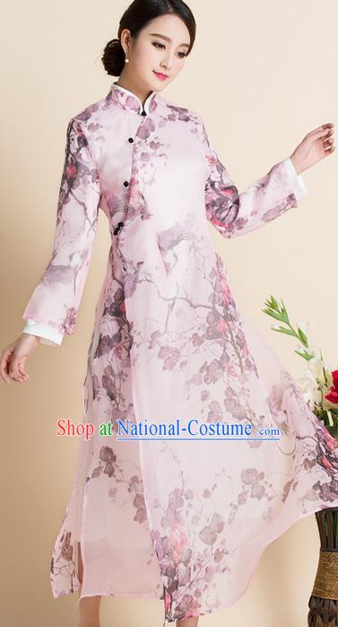 Traditional Ancient Chinese Young Women Cheongsam Dress Republic of China Tangsuit Stand Collar Blouse Dress Tang Suit Clothing for Women