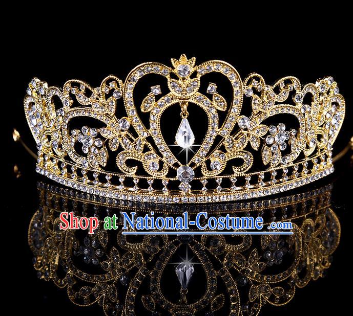 Top Grade Handmade Chinese Classical Hair Accessories, Children Headband Crystal Crown Gold Coronet, Hair Sticks Hair Jewellery, Hair Clasp for Kids Girls