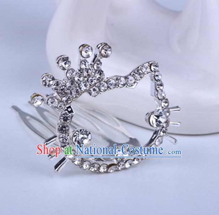 Top Grade Handmade Chinese Classical Hair Accessories, Children Baroque Style Headband Princess Rhinestone Royal Crown, Hair Sticks Hair Jewellery, Cartoon Hair Clasp for Kids Girls