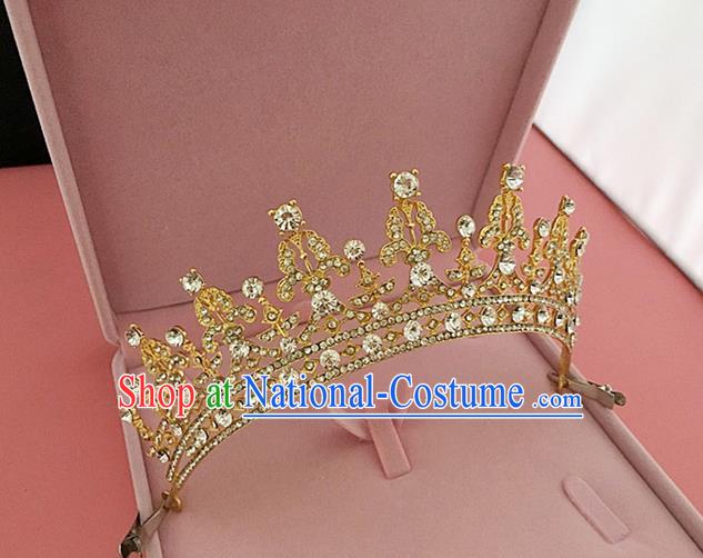 Top Grade Handmade Classical Hair Accessories, Children Baroque Style Princess Crystal Golden Royal Crown Hair Jewellery Hair Clasp for Kids Girls