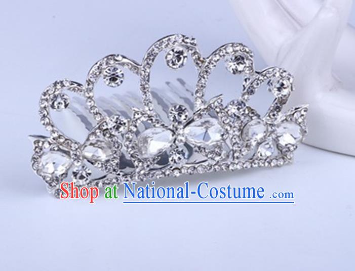 Top Grade Handmade Classical Swan Hair Accessories, Children Baroque Style Crystal Hairpins Rhinestone Princess White Royal Crown Hair Jewellery Hair Clasp for Kids Girls