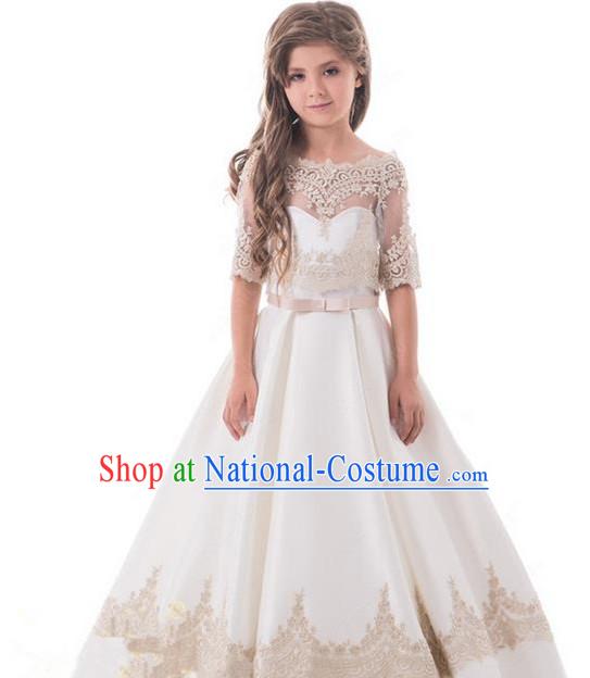 Top Grade Professional Compere Performance Catwalks Costume, Children Chorus Singing Group Baby Princess Wedding Full Dress Modern Dance Big Swing Bubble Dress for Girls Kids