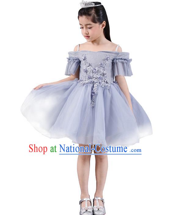 Top Grade Professional Compere Performance Catwalks Costume, Children Chorus Singing Group Baby Princess Piano Recital Full Dress Modern Dance Bubble Dress for Girls Kids