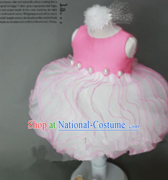 Top Grade Professional Compere Performance Catwalks Costume, Children Chorus Singing Group Layered Dress Full Dress Modern Dance Short Bubble Dress for Girls Kids