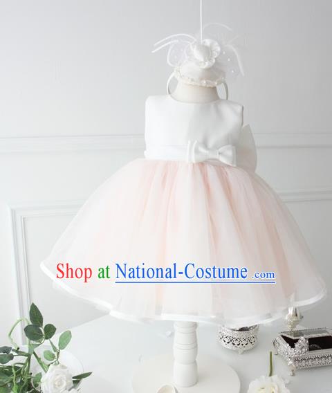 Top Grade Professional Compere Performance Catwalks Costume, Children Chorus Singing Group Baby Princess Flowers Pink Full Dress Modern Dance Bubble Dress for Girls Kids