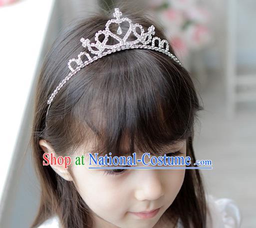 Top Grade Handmade Classical Hair Accessories, Children Baroque Style Crystal Princess Royal Crown Hair Jewellery Hair Clasp for Kids Girls