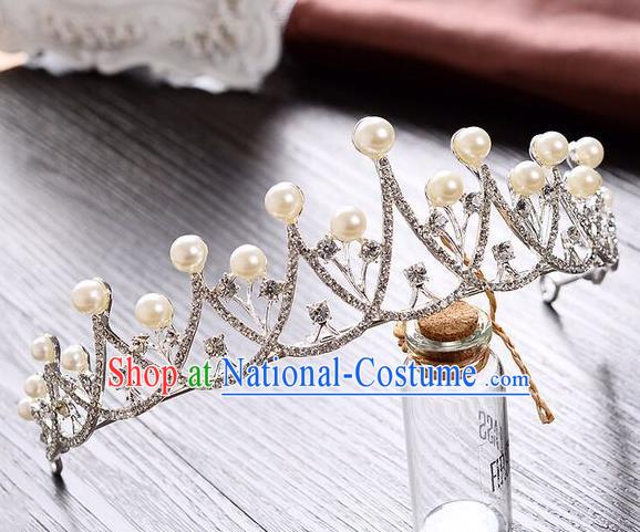 Top Grade Handmade Classical Hair Accessories, Children Baroque Style Pearl Princess Wedding Royal Crown Hair Jewellery Hair Clasp for Kids Girls