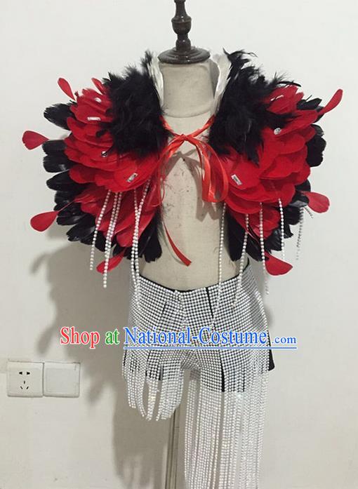 Top Grade Compere Professional Performance Catwalks Swimsuit Costume, Children Chorus Feather Formal Dress Modern Dance Modern Fancywork Clothing for Boys Kids