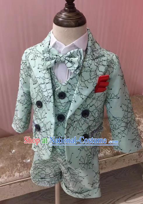 Top Grade Compere Professional Performance Catwalks Blazer Costume Complete Set, Children Chorus Suits Modern Dance Modern Fancywork Little Gentleman Clothing for Boys Kids