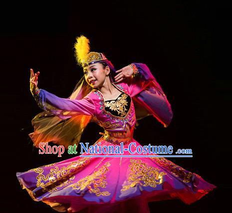 Traditional Chinese Uyghur Nationality Dancing Costume, Folk Dance Ethnic Costume, Chinese Minority Nationality Uigurian Dance Costume for Women