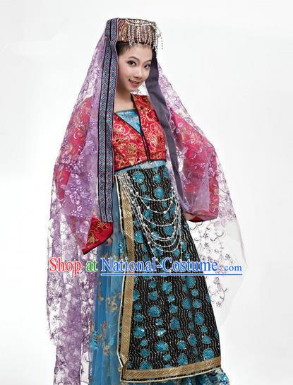 Traditional Chinese Hui Nationality Dancing Costume, Folk Dance Hui Ethnic Costume, Chinese Hui Minority Nationality Uigurian Dance Costume for Women