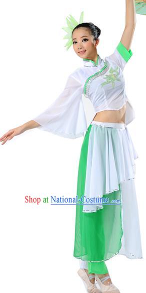 Traditional Chinese Classical Dance Umbrella Dance Yangge Fan Dancing Costume, Folk Dance Drum Dance Uniform Yangko Costume Complete Set for Women