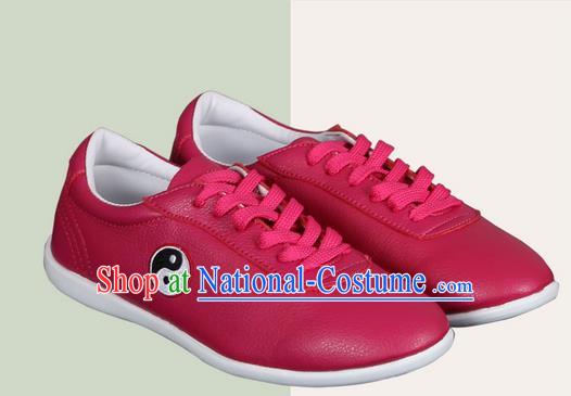 Top Grade Kung Fu Martial Arts Shoes Pulian Shoes, Chinese Traditional Tai Chi Imitation Leather Red Shoes for Women for Men