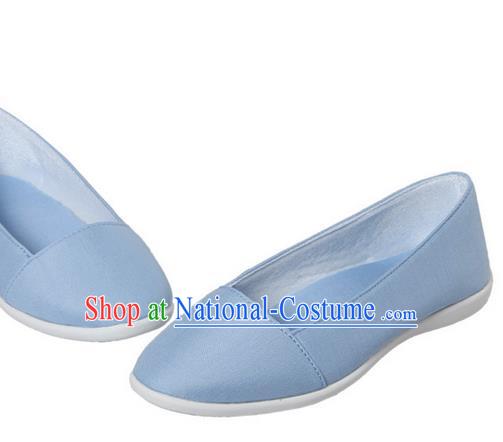 Top Chinese Traditional Tai Chi Linen Shoes Kung Fu Pulian Shoes Martial Arts Blue Shoes for Women