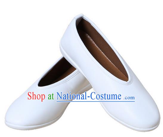 Top Chinese Traditional Tai Chi White Shoes Kung Fu Pulian Shoes Martial Arts Shoes for Men