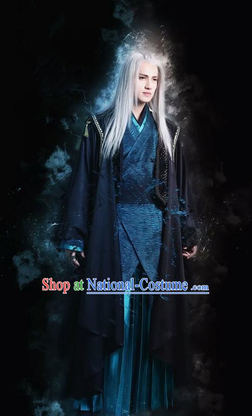 Traditional Chinese Ancient Imperial Bodyguard Swordsman Costume and Headpiece Complete Set, China Ming Dynasty Secret Service Suit Clothing for Men