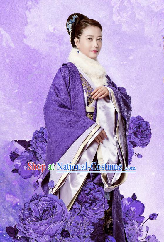 Traditional Chinese Ancient Song Dynasty Imperial Consort Costume and Headpiece Complete Set, Chinese Teleplay Flower Shabana Flyings Sky Palace Lady Embroidered Dress for Women