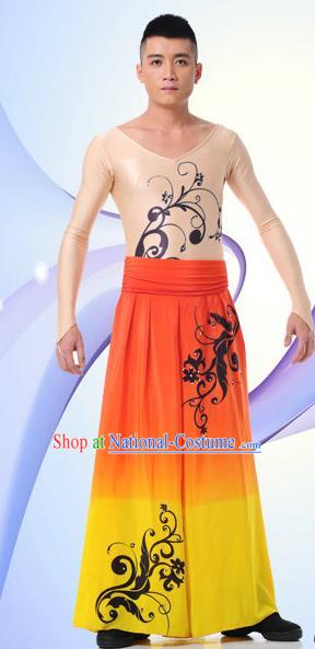 Traditional Chinese Classical Dance Yangge Fan Dance Costume, Folk Dance Drum Dance Uniform Yangko Clothing Complete Set for Men