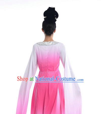 Traditional Chinese Classical Dance Flying Dance Costume, Folk Dance Drum Dance Uniform Yangko Pink Dress for Women