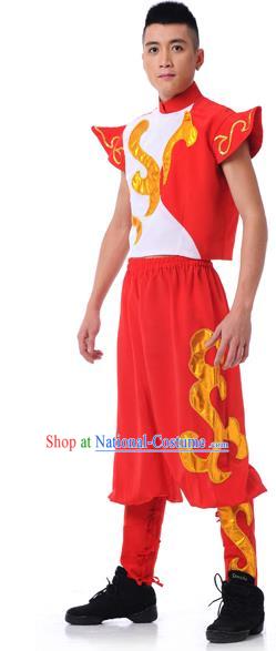 Traditional Chinese Classical Dance Yangge Fan Dance Costume, Drum Dance Uniform Yangko Clothing for Men