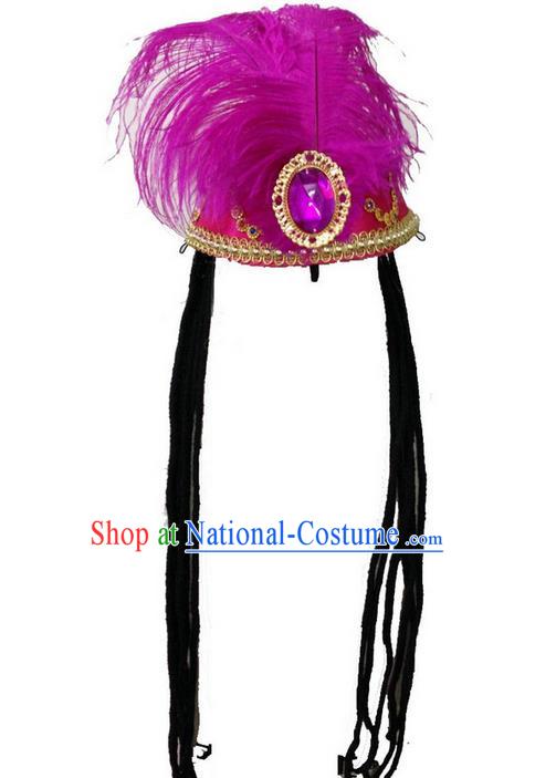 Traditional Chinese Uyghur Nationality Dance Headwear, Chinese Uigurian Minority Nationality Folk Dancing Hat for Women